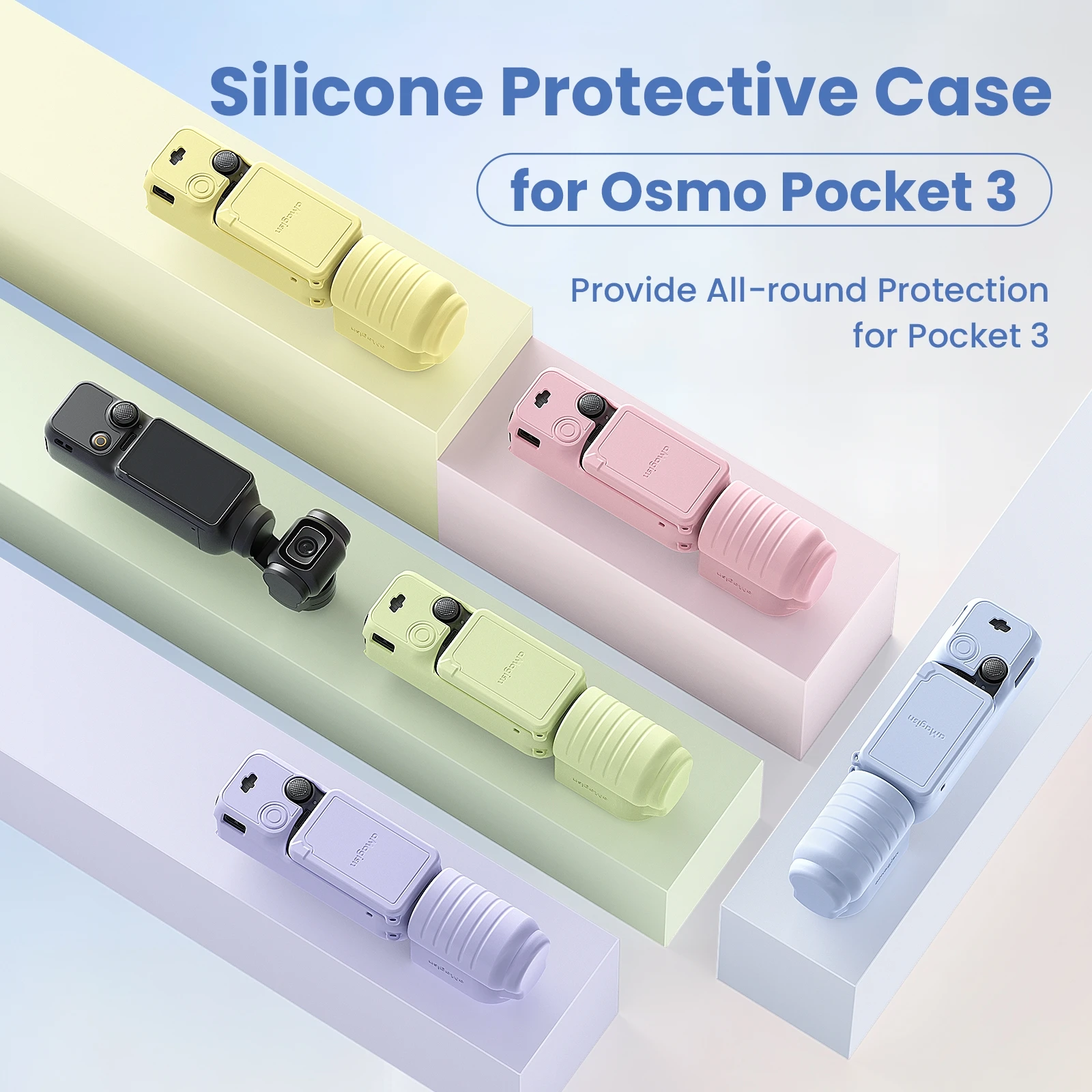 (Opcional) para dji osmo pocket 3 conjunto de capa protetora de silicone capa de lente de tela protetor de alça acessório de câmera esportiva