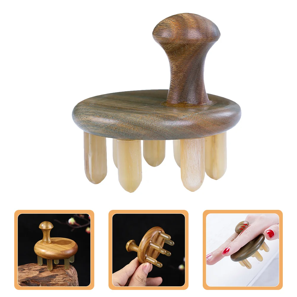 

Natural Green Sandalwood Massage Comb Ox Horn Scalp Massager Gua Sha Tool For Head Neck Hands Legs Anti-Static Meridian