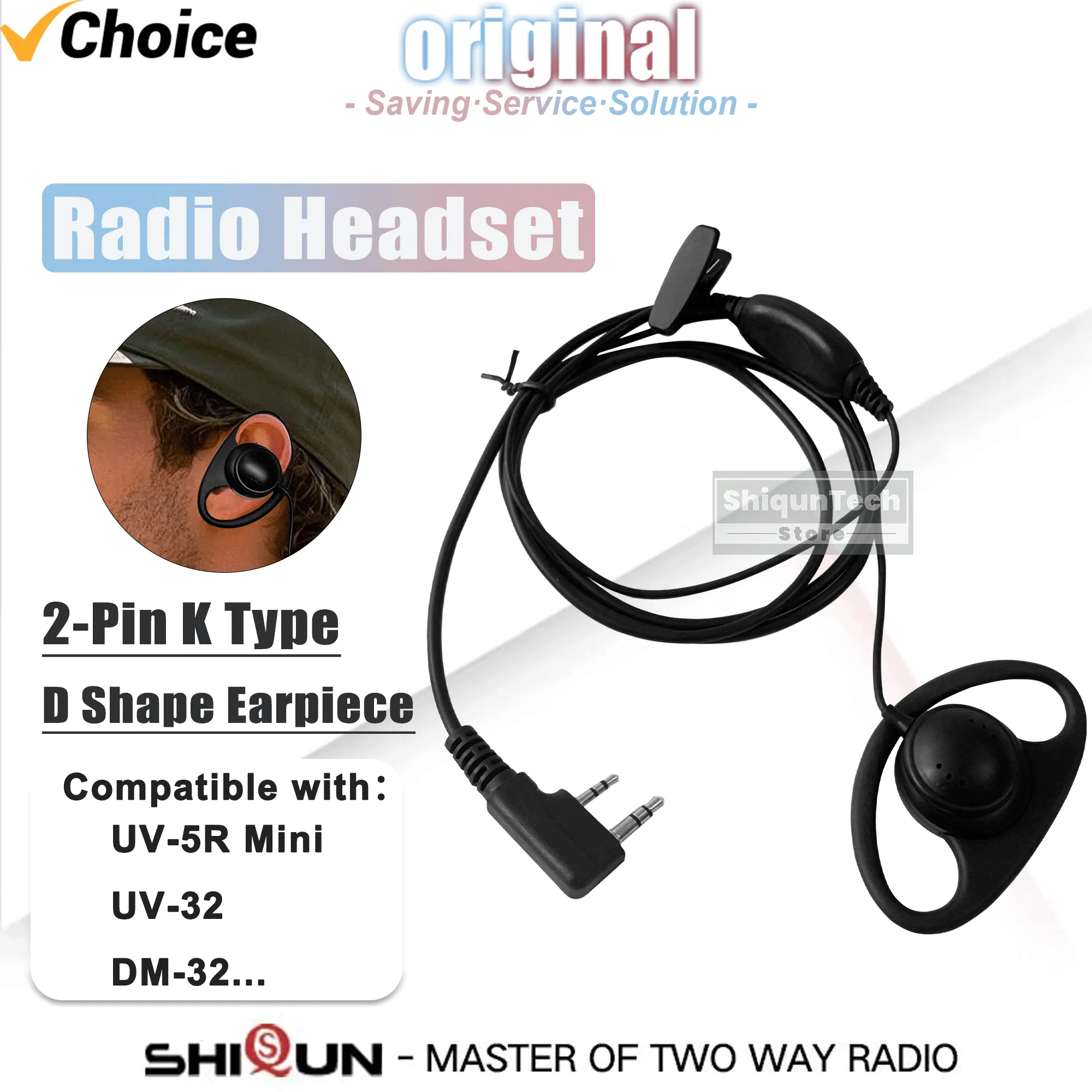

1PCS 5PCS 10PCS D Shape Soft Ear Hook Earpiece 2-Pin K Type Clip-Ear PTT Headset For Baofeng UV-5RMini DM-32 5RM Quansheng UV-K6