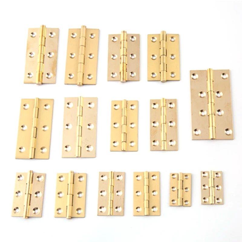 Brass Hinges w/screws 6 Holes Golden Decor Cabinet 1.5/2/2.5/3/3.5 inch Door/Furniture Wood Jewelry Box Wine Case Cabinet