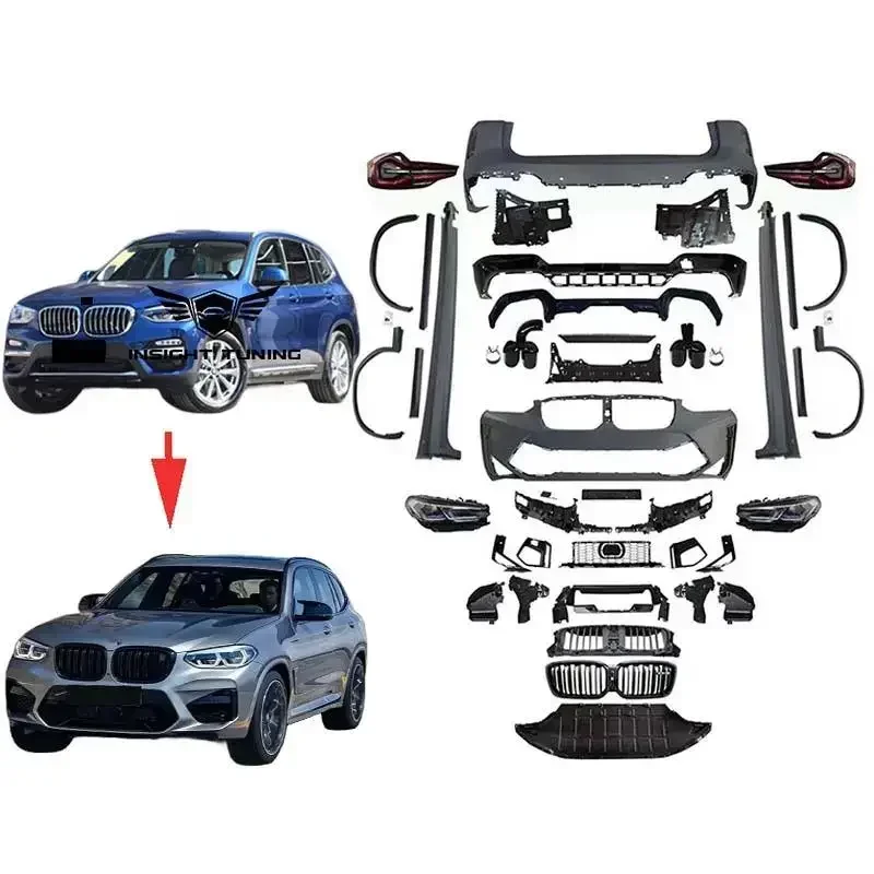 Pp Plastic Car Bumper Head Light Fender Flare Side Skirt Bodykit For Bmw X3 G01 To X3M Body Kit 2022+