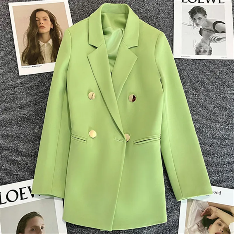 New Women Fashion Jacket Top Lapel Collar Luxury Button Blazer Top Plus Size Female Elegant Suit Coat