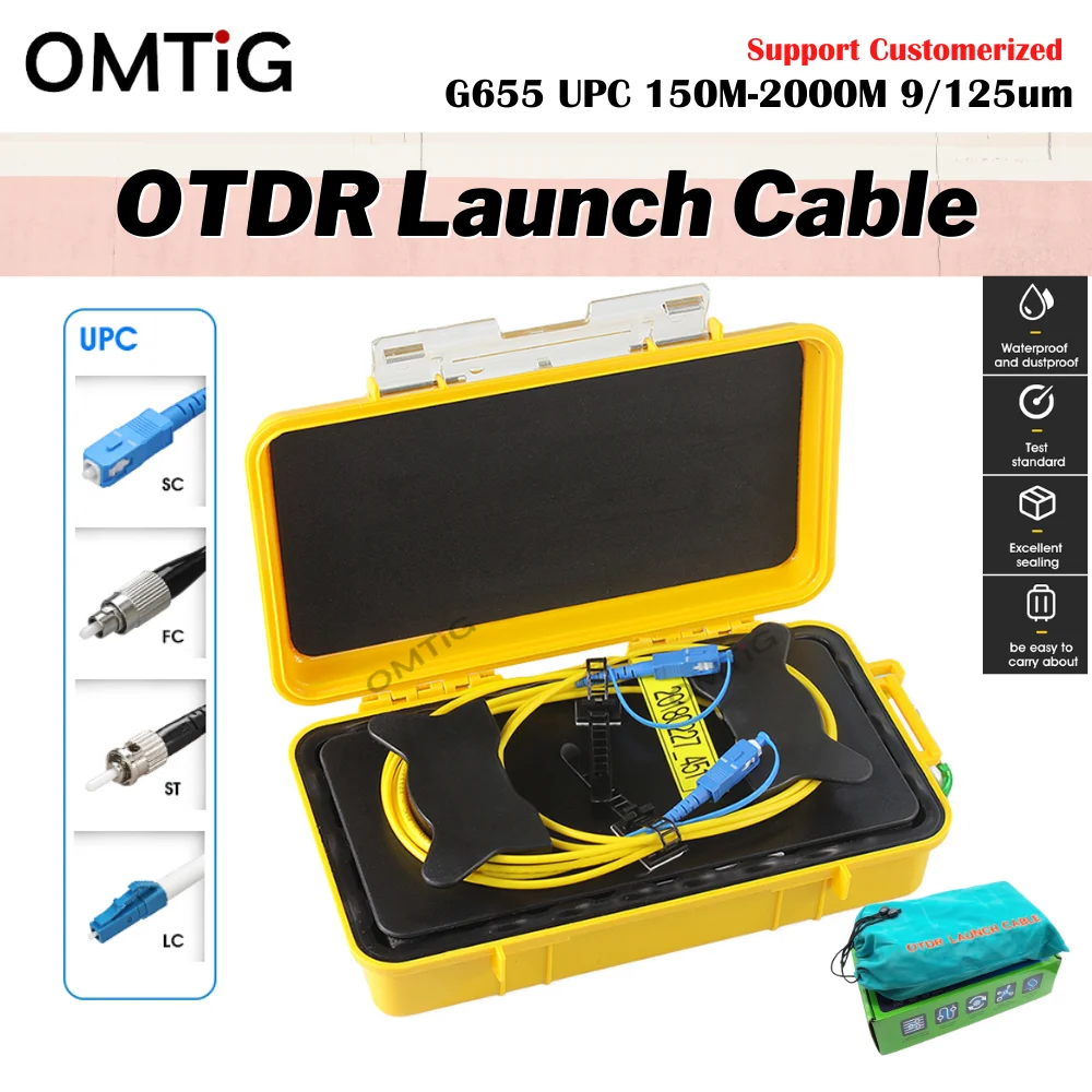 

OMTiG Test Extension Cable Single Mode 1310/1550nm SM Launch Cable Box 1KM FC/SC/LC APC/UPC OTDR Dead Zone Eliminator,Fiber Ring