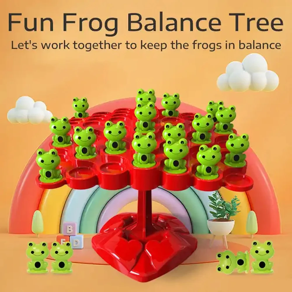 Balancing Board Puzzle for Kids Frog Balance Tree Educational Parent-child Interaction Tabletop Game Gifts Montessori Math Toy