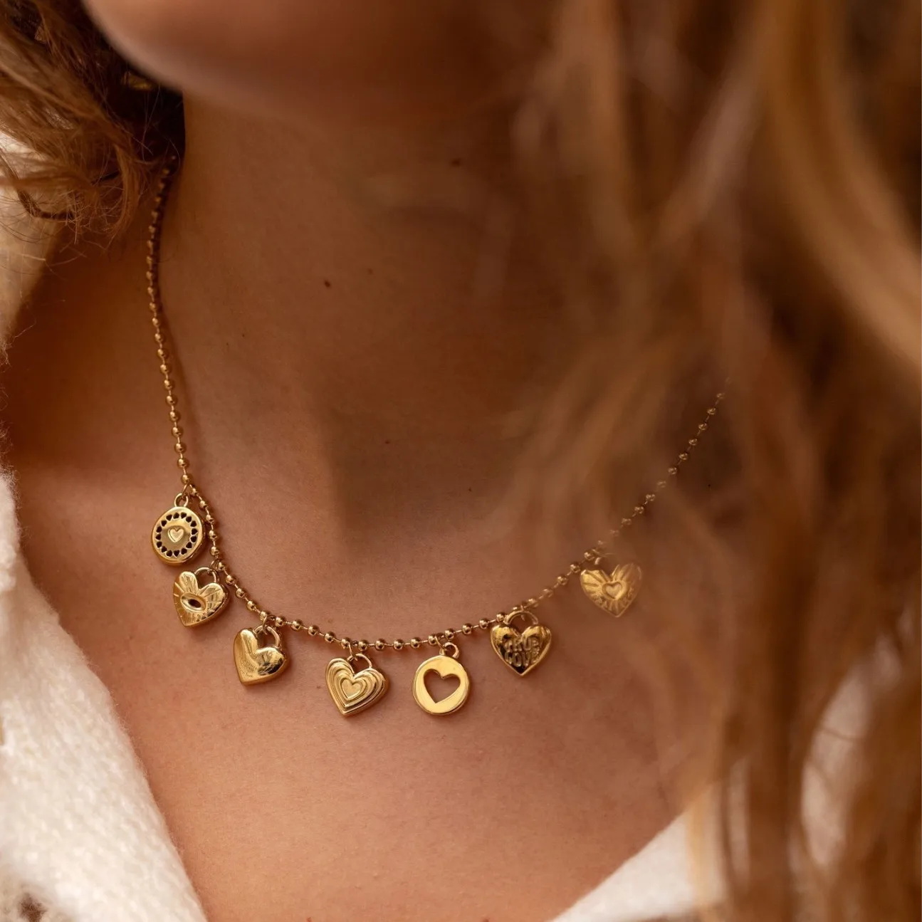 

Miranda Charm Stainless Steel Heart Love Chain Necklace Water Resistant Chic Popular Romantic Korean Jewelry Gift