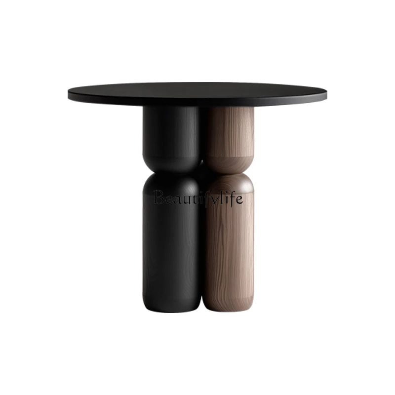 

Creative sofa edge Italian minimalist solid wood round side table high-end personality