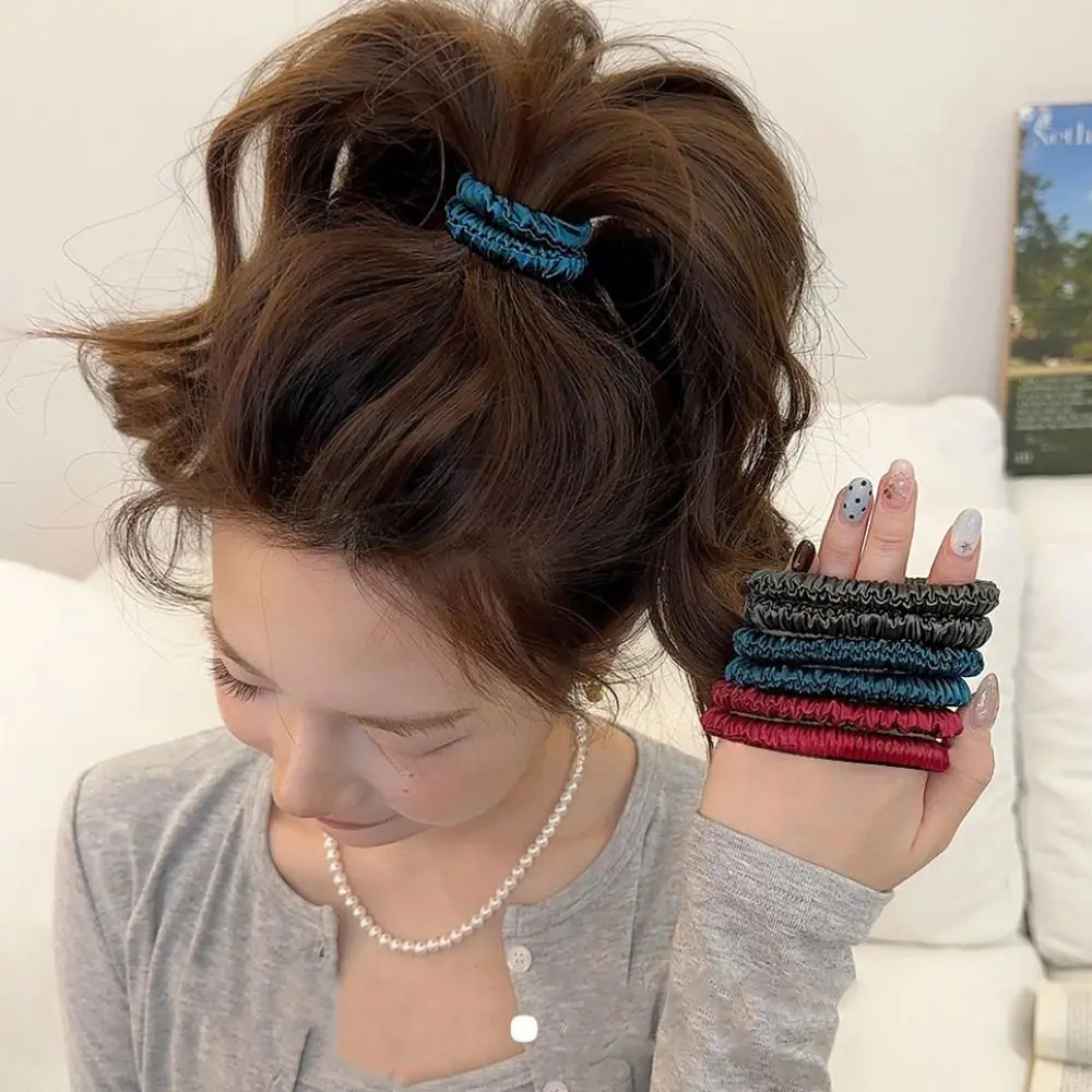 12pcs/box Boxed Silk Hair Rope Set High Elasticity Hair Ring Satin Rubber Band Hair Accessories Ponytail Holder Basic Hair Tie