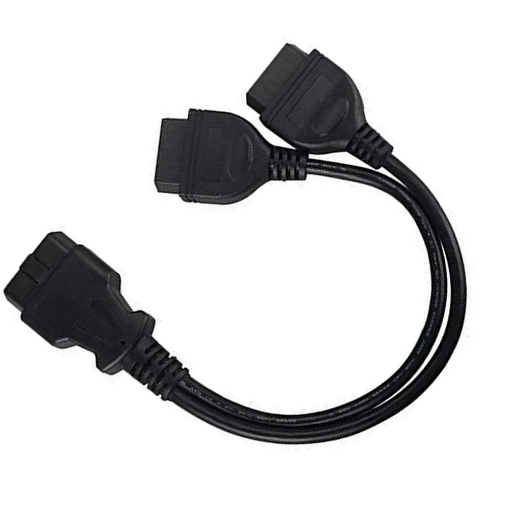 1Pcs OBD2 One-to-Two Connection Extension Cable For Cars Equipped with Standard OBD2 Port 30cm 16pins Black Durable Car Parts