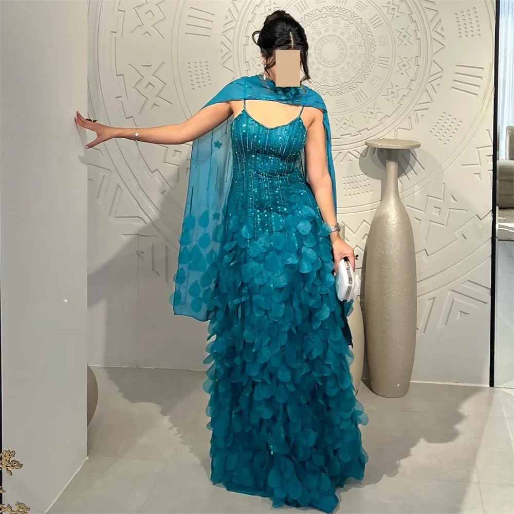 Saudi Arabia Evening Gown Dearin Jewel A-line Floor Length Skirts Flower Tulle Bespoke Occasion Dresses Formal Prom Dress