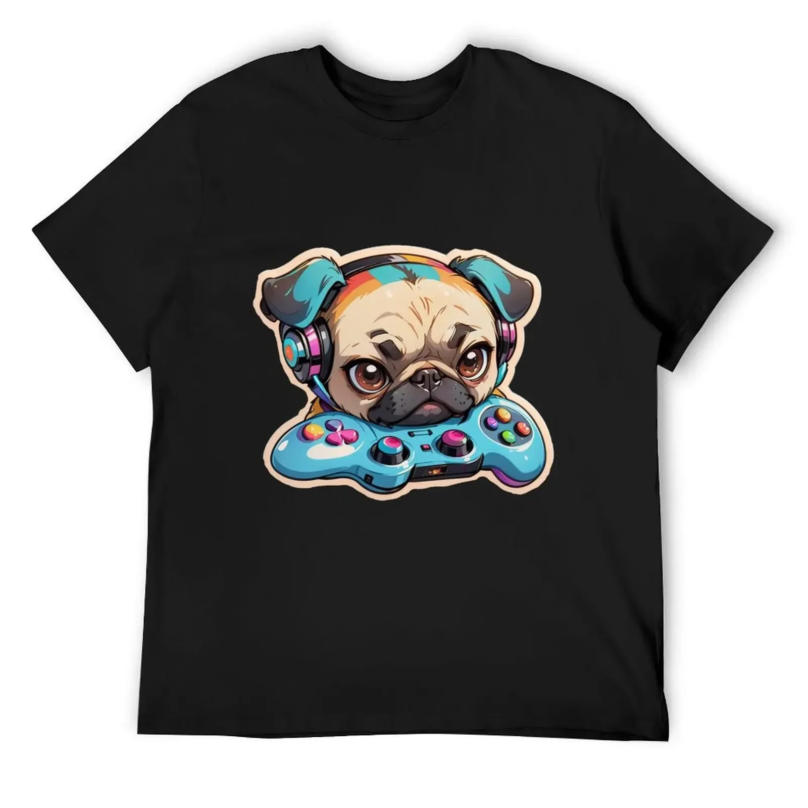 

Gamer Pug T-Shirt anime clothes summer tops shirts graphic vintage graphic tee workout shirts for men