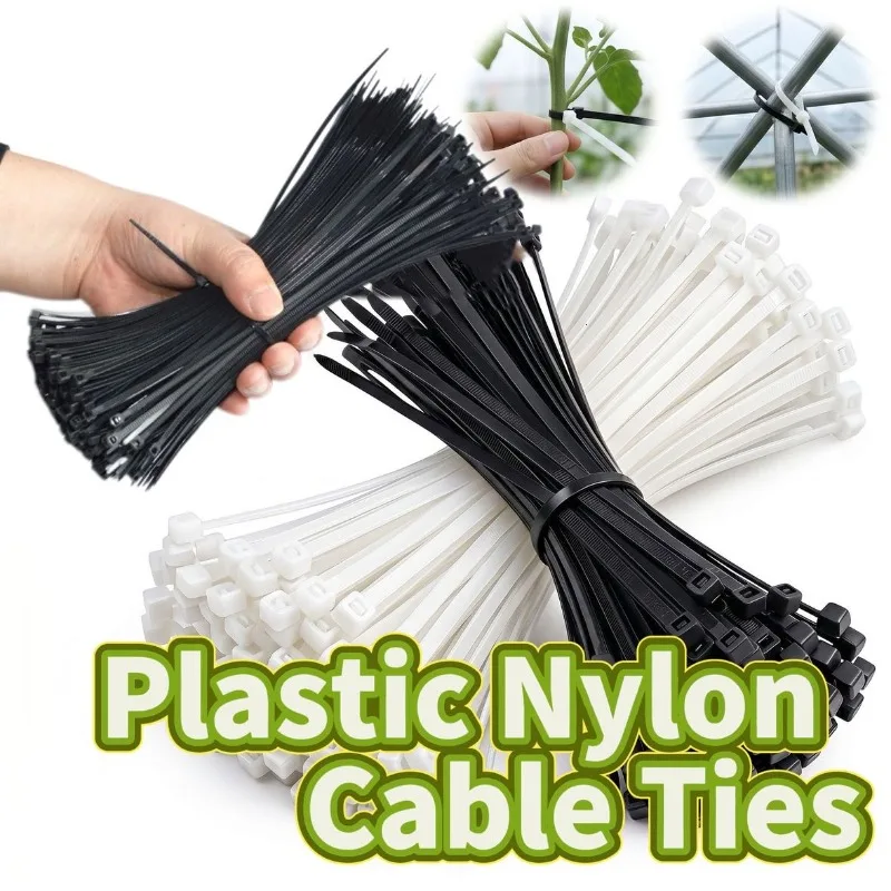 Self-locking Plastic Nylon Cable Ties Cord Ties Straps Nylon Tie Adjustable Cables Fastening Loop Home Office Wire Zip Ties