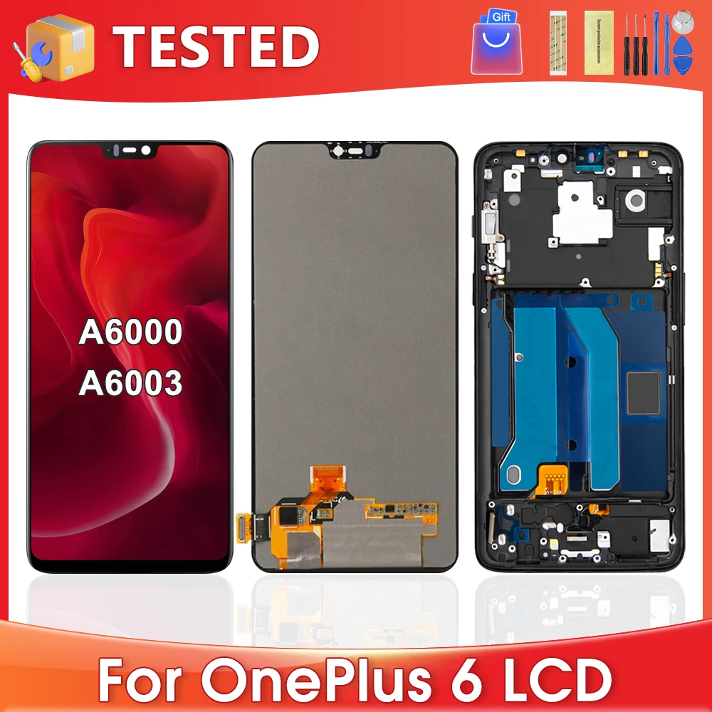 6.28 \'\'Para OnePlus 6 Para 1 + 6 A6000 A6003 Display LCD Touch Screen Digitador Assembléia Substituição