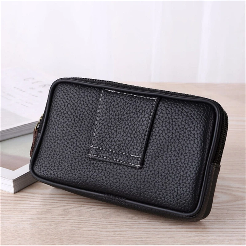 Fashion Mens bag PU Leather Solid Color Waist Bag for Men Wallet New Casual Male Mini Belt Coin Purse Fanny Packs