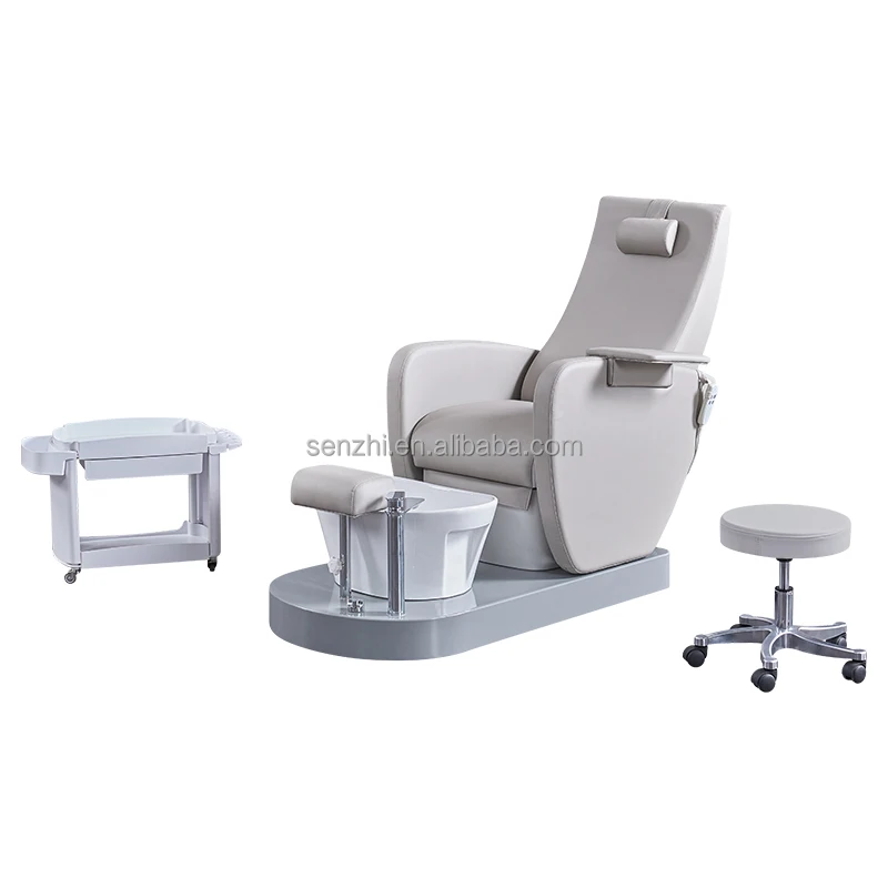 

New Design Pink Leather Nail Salon Foot Manicure Chair Modern Resin Bowl Pedicure Spa Chair With Led Lightings