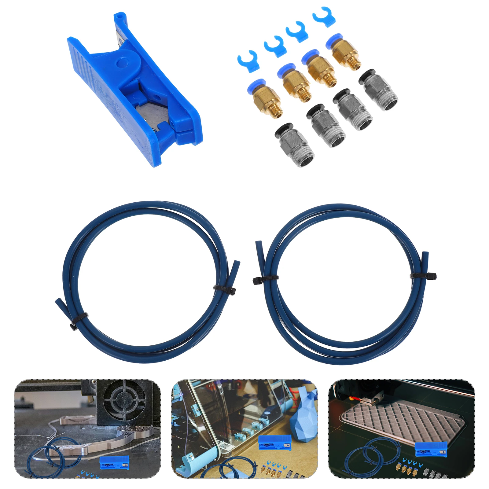 

1 set 1 Set Ptfe Tube Connector Kit For 3D Printers Heat Resistant Replacement Parts With Cutter Tubing Clamps Precise