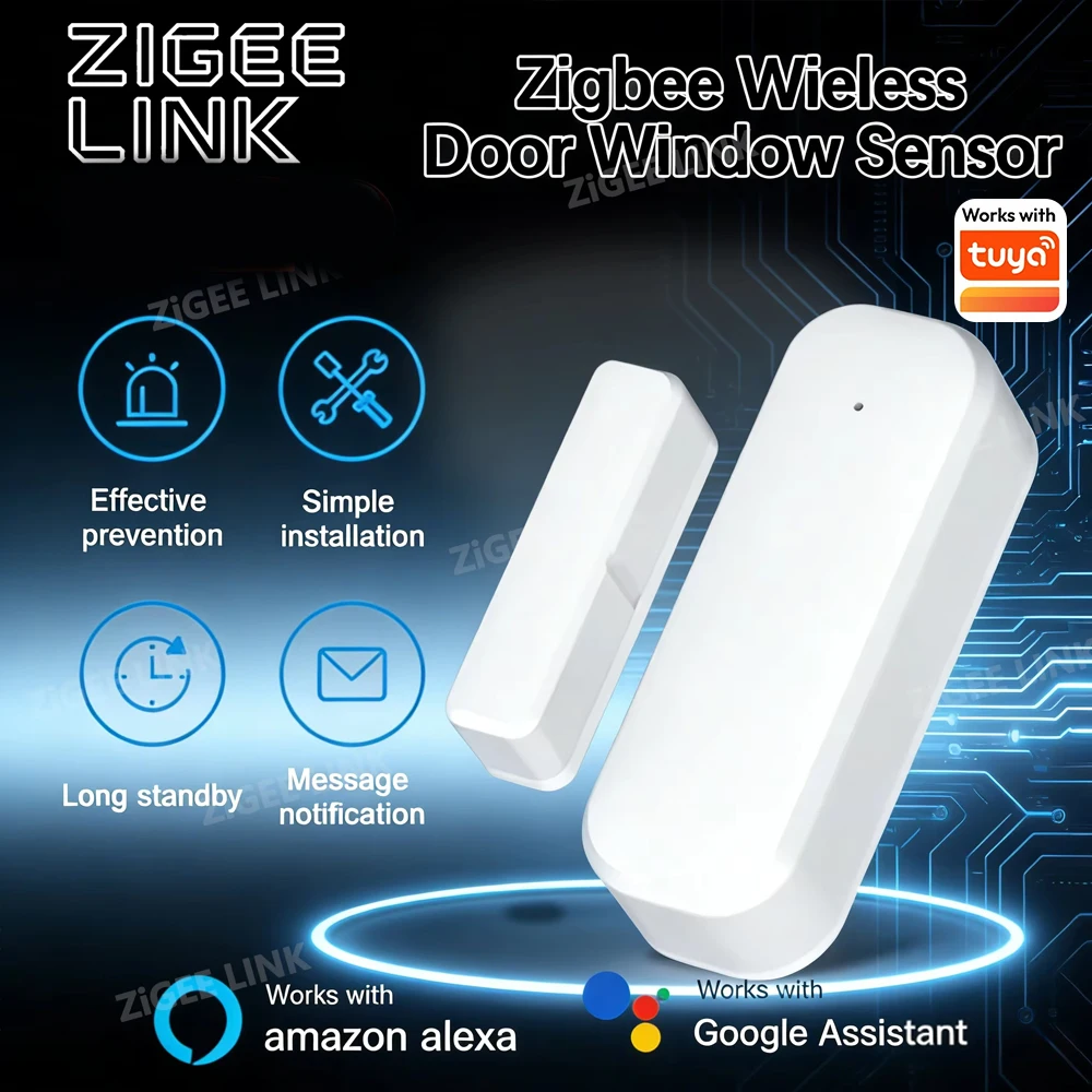 

ZigBee Smart Door Window Sensor Door Open Closed Detectors Smart Home Security Protection Alarm System for Alexa Google
