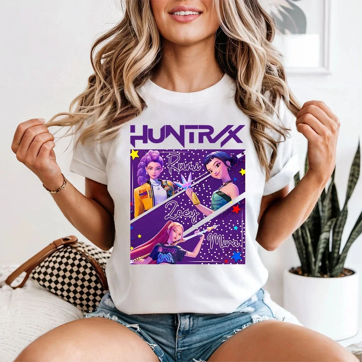 

American Vintage Kpop Demon Hunter T-Shirt Fantasy Pop Culture Action Women's T Summer New Men's and Women's Streetwear Shirts