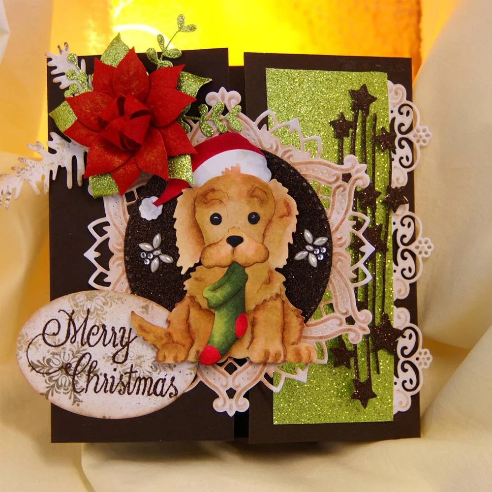 Christmas Puppy Bear Santa Claus Metal Cutting Dies Cupcake Gingersnap Snowman Tree Die For DIY Scrapbooking Card Craft Making