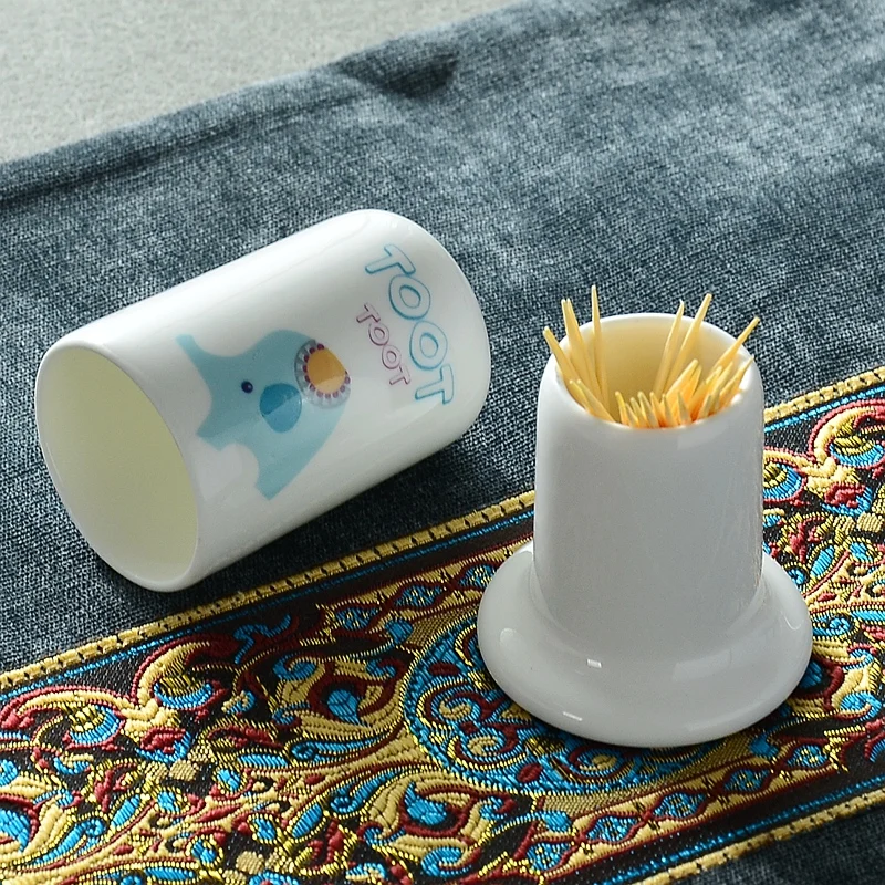 Bone China Toothpick Holder, Cute Fun Cartoon Design, Ceramic Tooth Pick Holder, Household Decor Organizer Toothpick Box