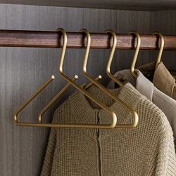 5pcs Coat Hangers Solid Aluminum Alloy Seamless Matte Gold Clothes Hanger Trousers Sweater Storage Racks Wardrobe Organizer