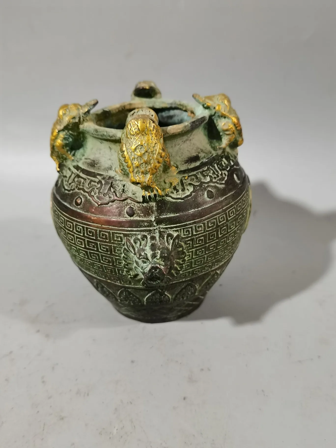 

Antique Qianlong Bronze Gilded Gold Toad Coin Jar Home Decoration Craft Ornaments
