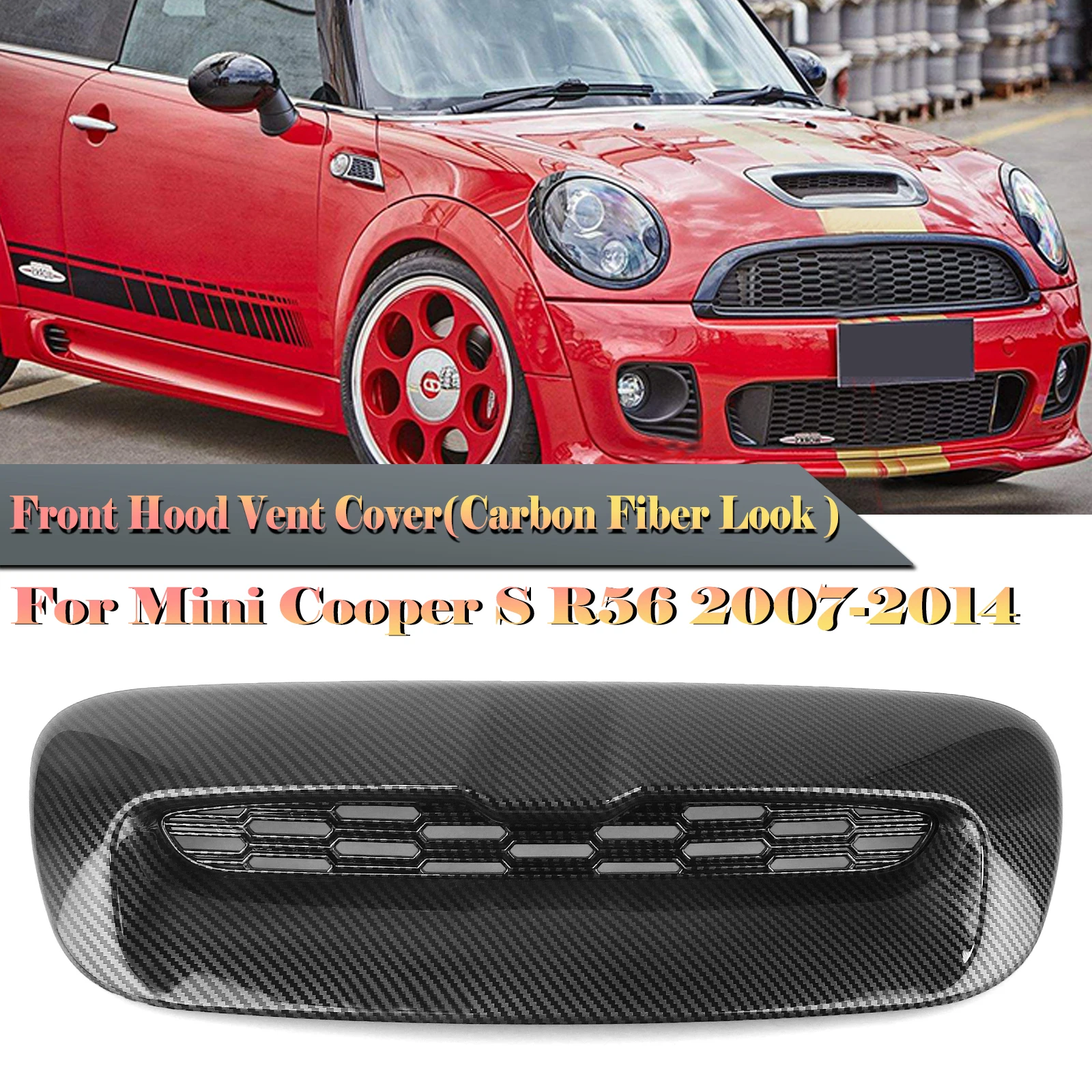 

For Mini Cooper S R56 R55 R57 R58 R59 2007-2014 Front Air Vent Hood Outlet Cover W/ Mesh Upper Engine Bonnet Scoop Intake Grill