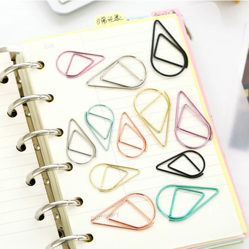 30/50 Pcs/Pack Cute Kawaii Metal Material Paper Clip Gold Silver Black Green Color Bookmark Clip Stationery Office School Supply