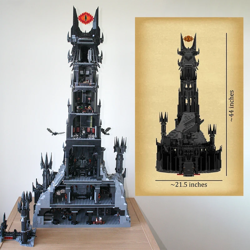 Sci Fi Movie Magic ring Architecture Barad-dûr Orthanc MOC Building Blocks Assembly Model DIY Collection Technology Bricks Toys