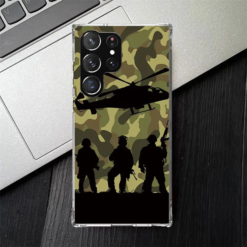 Camouflage Military Soft Silicone Phone Case For Samsung Galaxy S24 S23 S22 Ultra S21 S20 FE S10 Plus S10E S9 S8 + Cover Capa