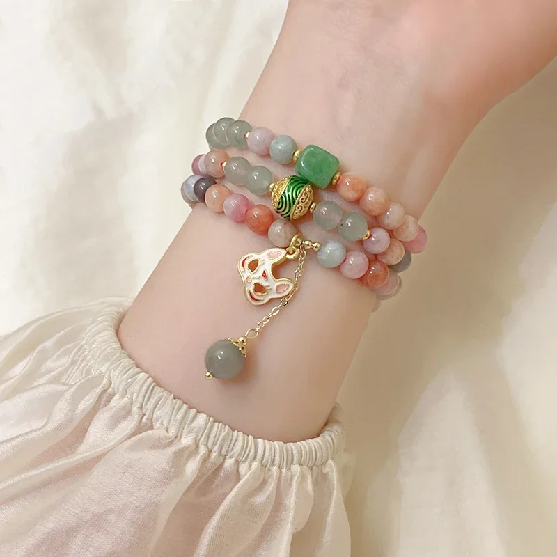 

New Chinese jade crystal bracelet women's bracelet light luxury niche exquisite girlfriend beaded hand rope