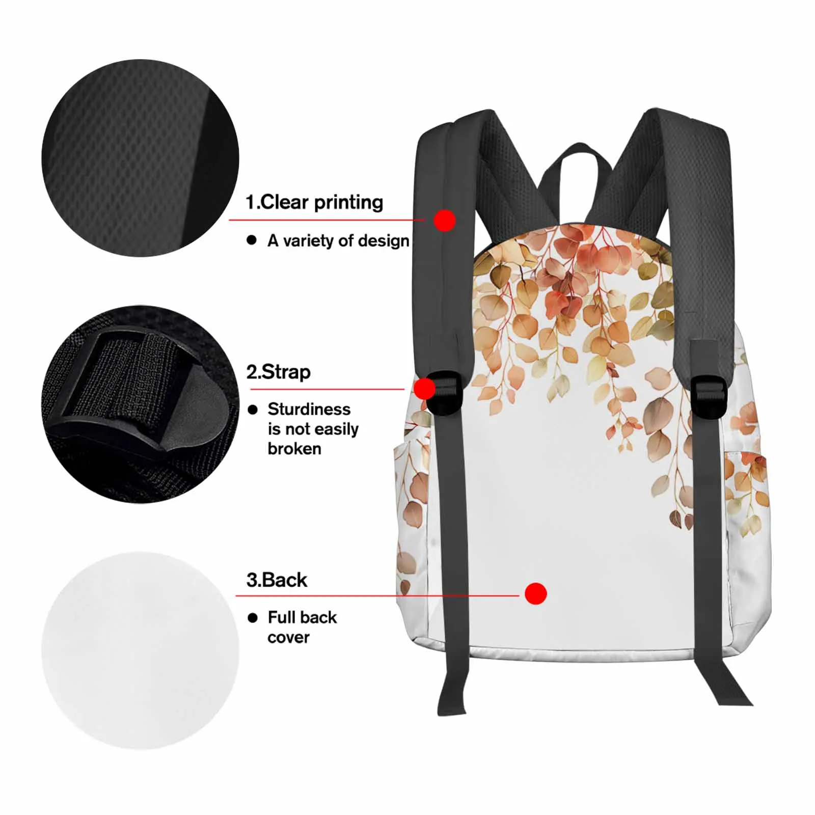 Autumn Watercolor Leaves Backpack Teenagers Student School Bags Laptop Custom Backpack for Men Women Travel Bag