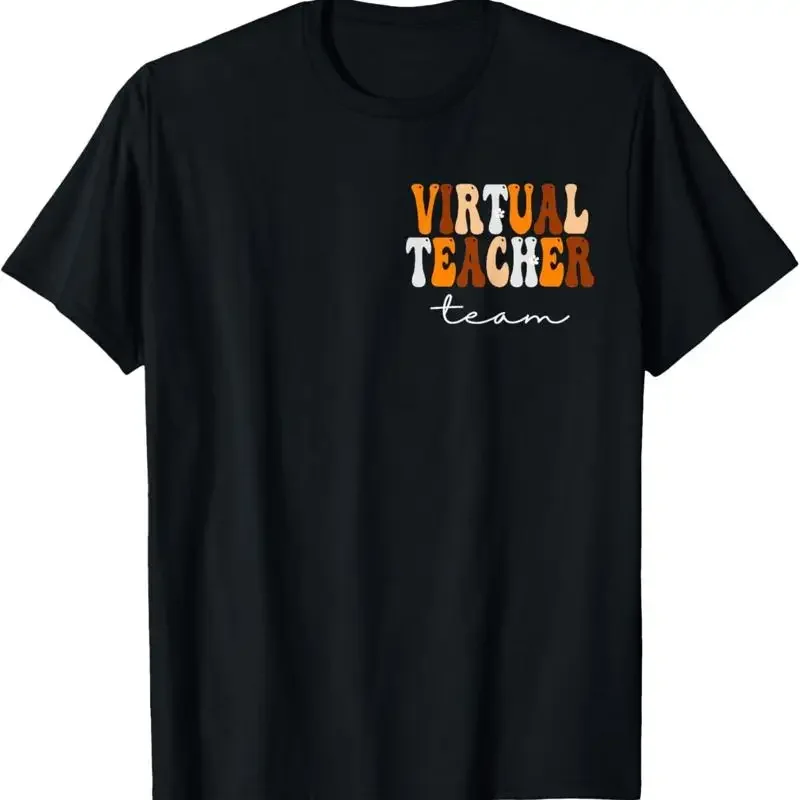 Virtual Teacher Team Cute Women Groovy Fall Autumn Lovers T Shirt