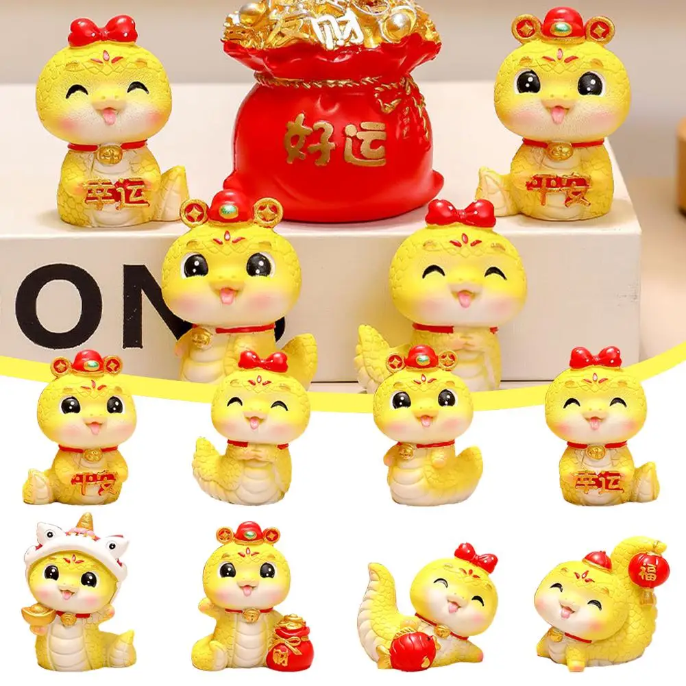 The Year of The Snake Cute tabletop Year Of The Snake Mini Resin Ornament Statue Desk Snake Accessories Home U0N9