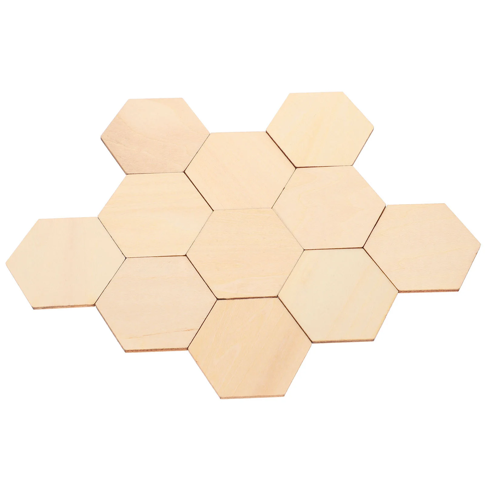 

50Pcs 50Mm Wood Hexagon Shapes Ornament Strong Smooth Beech Wooden Pieces for Holiday Birthday Decoration Craft Supplies