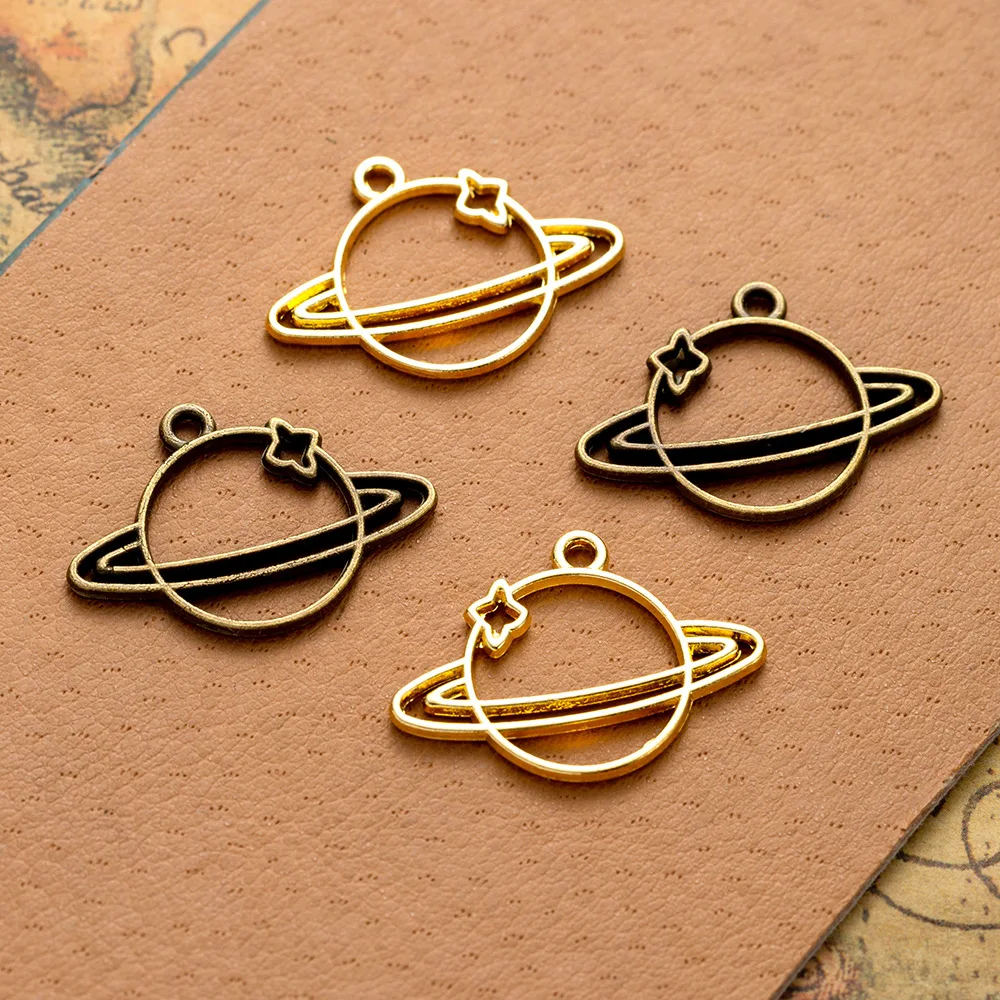 20Pcs Charms Star Galaxy Saturn Planet 19x25mm Antique Bronze Silver Color Pendants Making DIY Handmade Tibetan Finding Jewelry