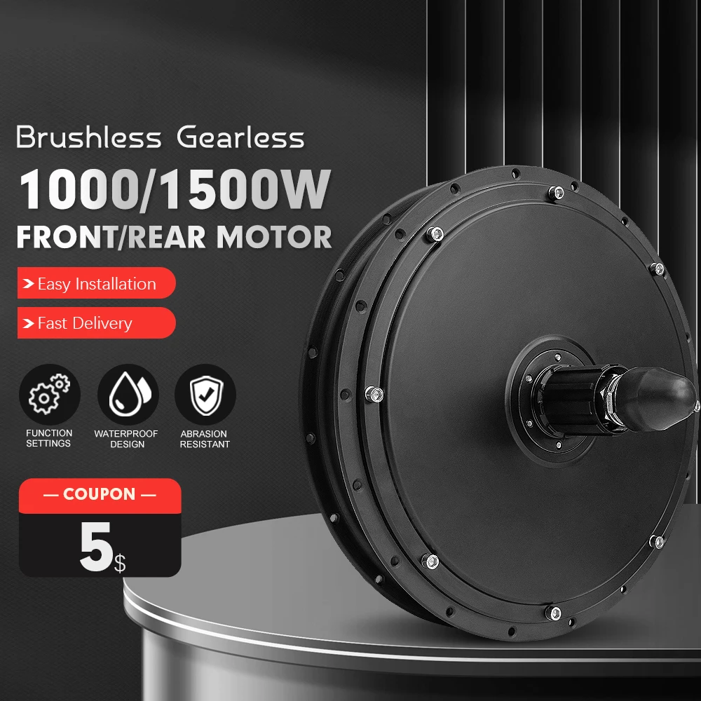 Electric Bike Motor 48V 1000W 1500W Front Rear Brushless Gearless Hub Motor Wheel For Ebike Conversion Kit Scooter Parts