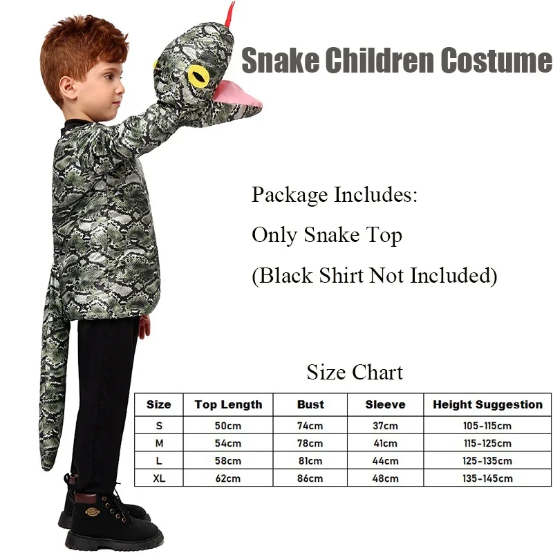 2025 مجموعة جديدة meisje kind gigantische Anaconda slangen Halloween Aankleden jongens kinderen slang marionet kostuum