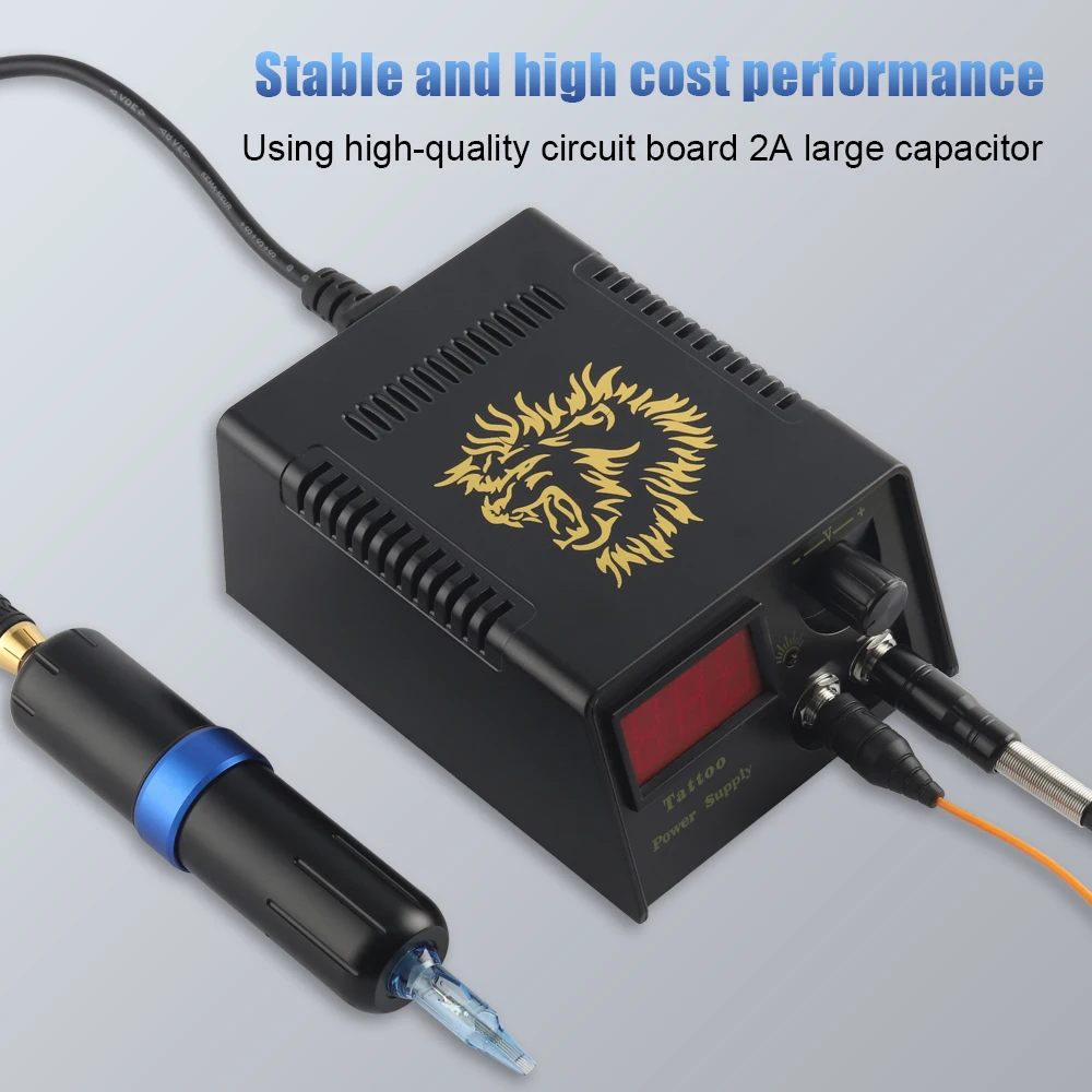 Tattoo Power Supply Kit Digital LCD Dual Mode Power Foot Pedal Cable for Rotary Tattoo Machine Coil Tattoo Gun Tattoo Supplies