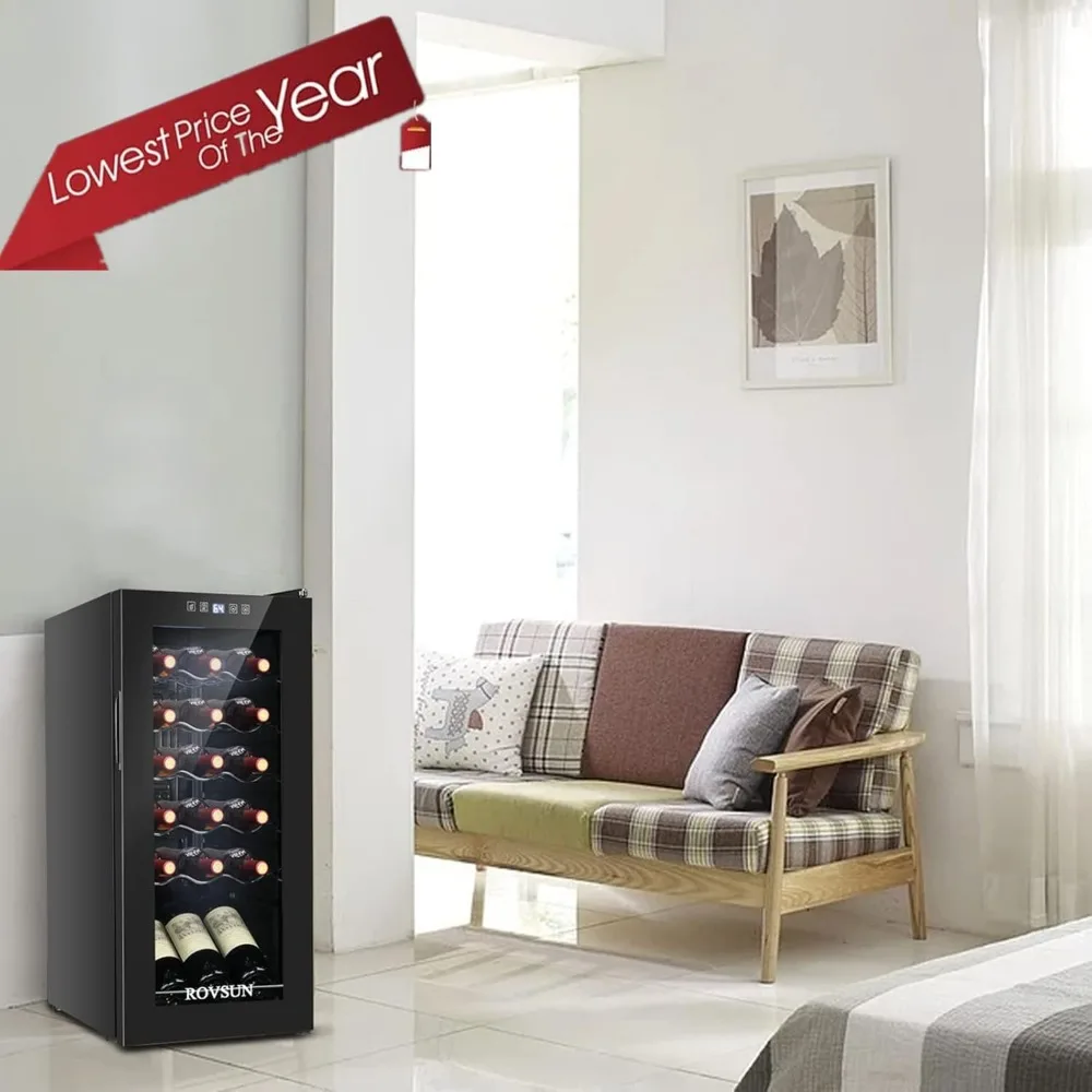 Freestanding Compressor Wine Cooler Refrigerator,Beverage Wine Chiller,Digital Temperature Control & Double-layer Glass Door