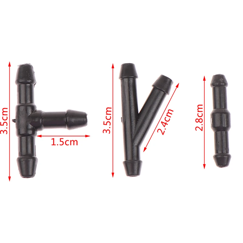 18PCS Windscreen Washer Joiner Pipe Connector I T Piece Straight 3 Way Y Air Fuel Water Petrol Wiper Nozzle Hose