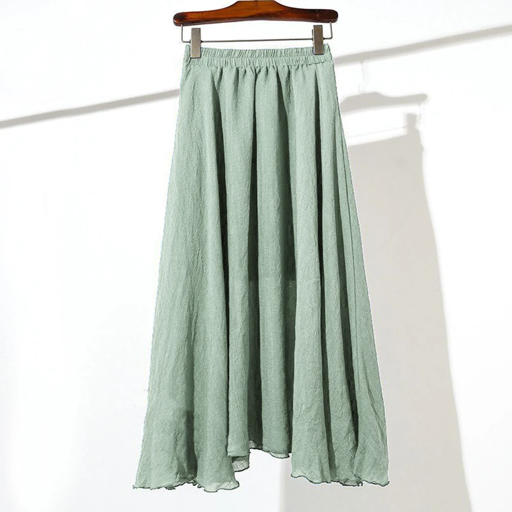 Carnival Celebration Dance Skirt Women Black White Green Elegant Pleated Long Skirts Girl Casual Loose A line Wave Sun Skirt