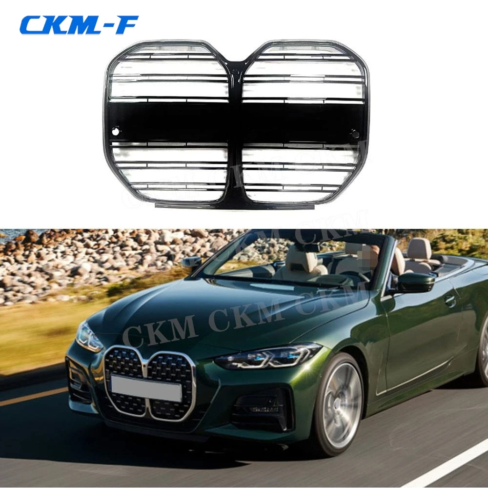 

Front Grille Cover Racing Grills Trim for BMW 4 Series G22 G26 425i 430i M Sport Coupe 2021 + ABS Gloss Black Car Accessories