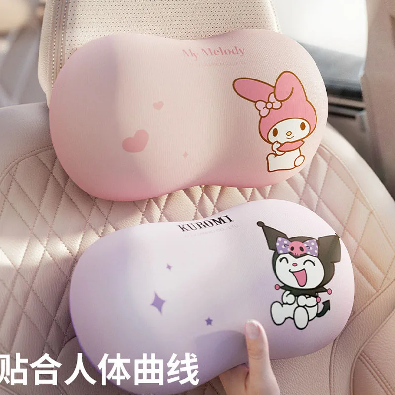 Sanrio мультяшный автомобильный подголовник, обычная подушка для шеи, красивая кавайная новая автокресло с эффектом памяти, хлопковая мягкая удобная подушка на талии