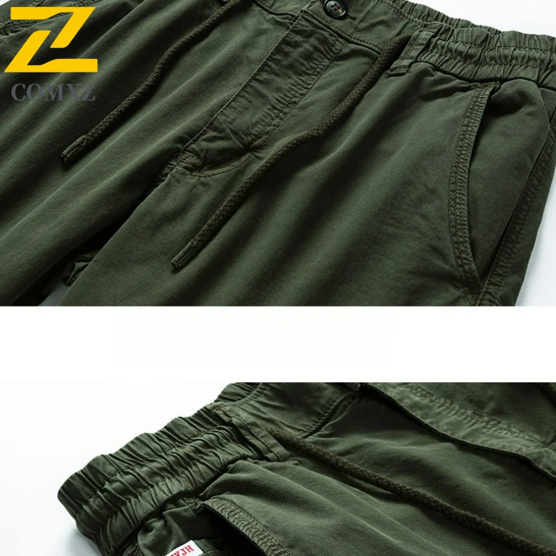 Trendy Cargo Pants Male New Autumn Multi Pocket Casual Camping Sweatpants Mens Solid Color Fishing Versatile Breathable Trousers