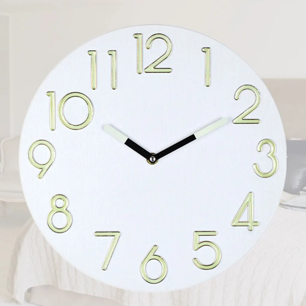 Simple Luminous Digital Clock Solar Charged Accurate Time Clock Silent Light in Dark Wall Clock for Study Living Room