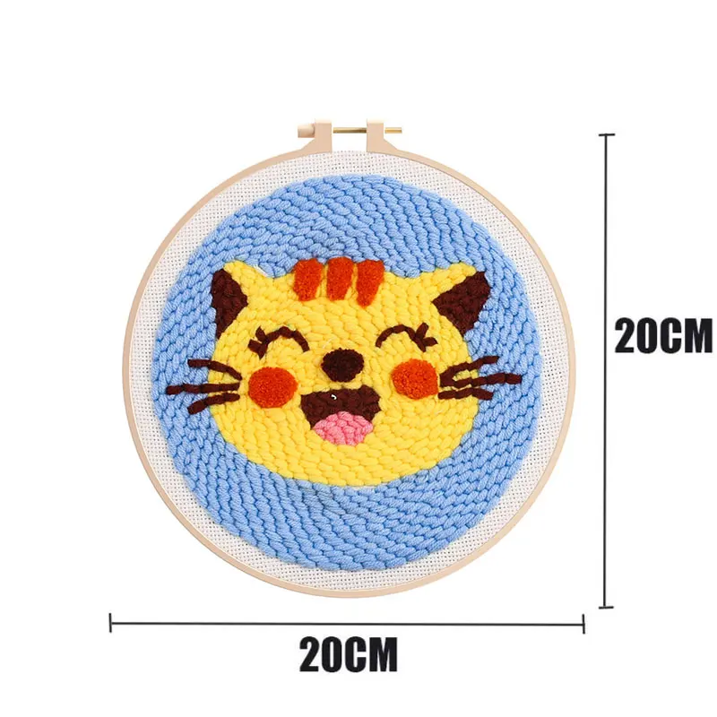 Punch Needle Starter Kit Rug Hooking Beginner\'s Set with Dog and Cat Designs Craft Gift for Kids and Adults