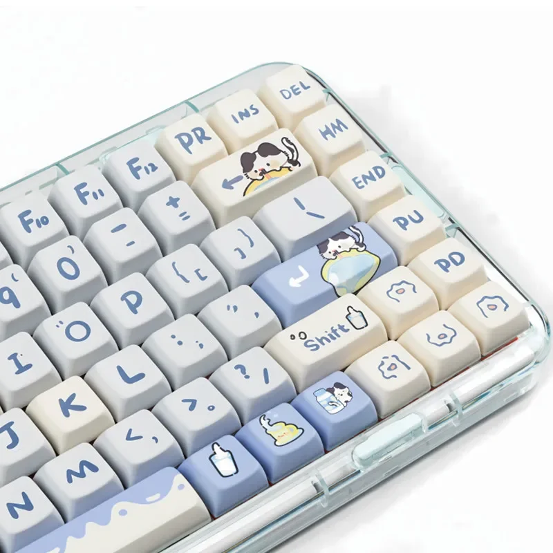 Dairy Cow Cat PBT Keycap, Teclado Mecânico, MX Switch, Perfil de MOA, Sublimação Dye, Chave 129