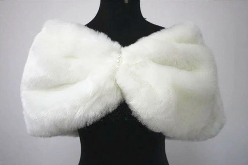 

Wedding Shawl Winter Party Jacket White/Ivory Coat Faux Fur Shawls Bridal Bolero Wrap Cape Stole