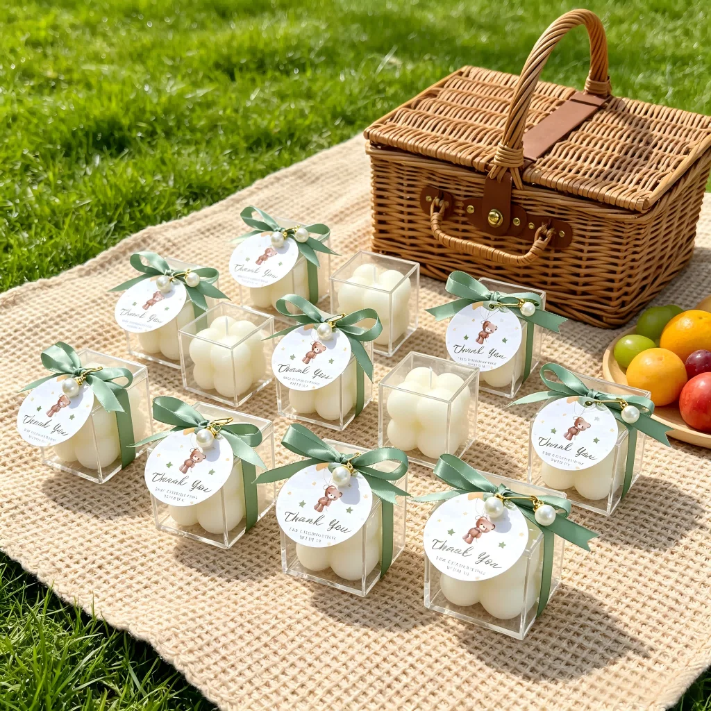

10/20sets Bubble Candle Favor Set, Baby Shower Guest Return Gifts for Gender Reveal, Baptism Souvenir, Aesthetic Party Decor