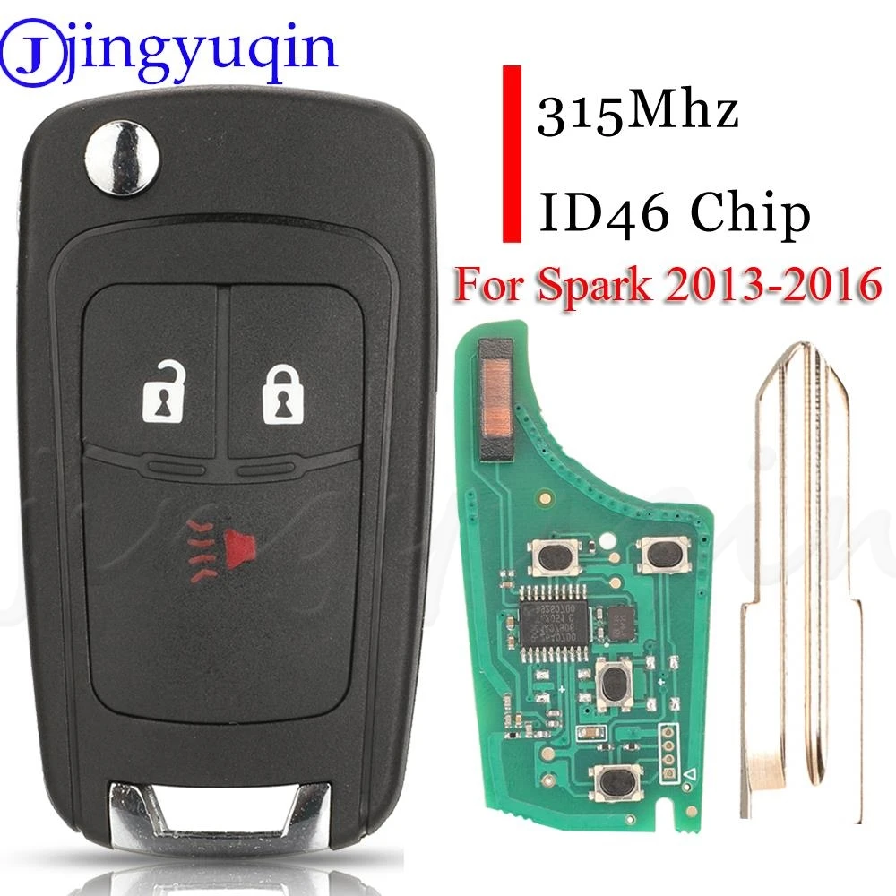 jingyuqin Flip Folding Smart Remote Control Car Key 315MHz ID46 For Chevrolet Spark 2013 2014 2015 2016 Key Fob Replacement